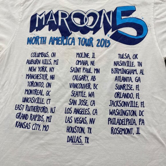Maroon 5‎ T Shirt Tour Dates Band Concert 2013 Double Sided Mens Small USA Made - Picture 6 of 10